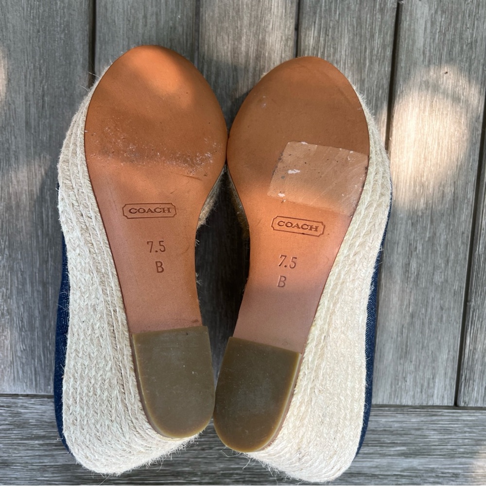 NWOB Coach Navy Platform Wedge Sandals Wedges - Picture 10 of 11